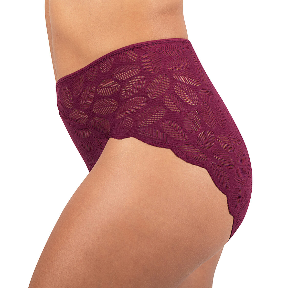 High leg underwear maroon lace