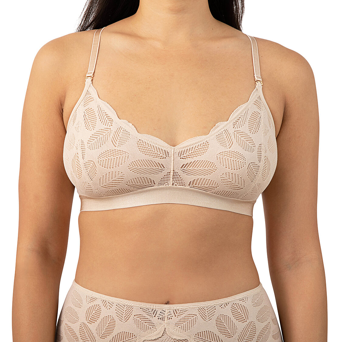 Beige lace bralette and panties set