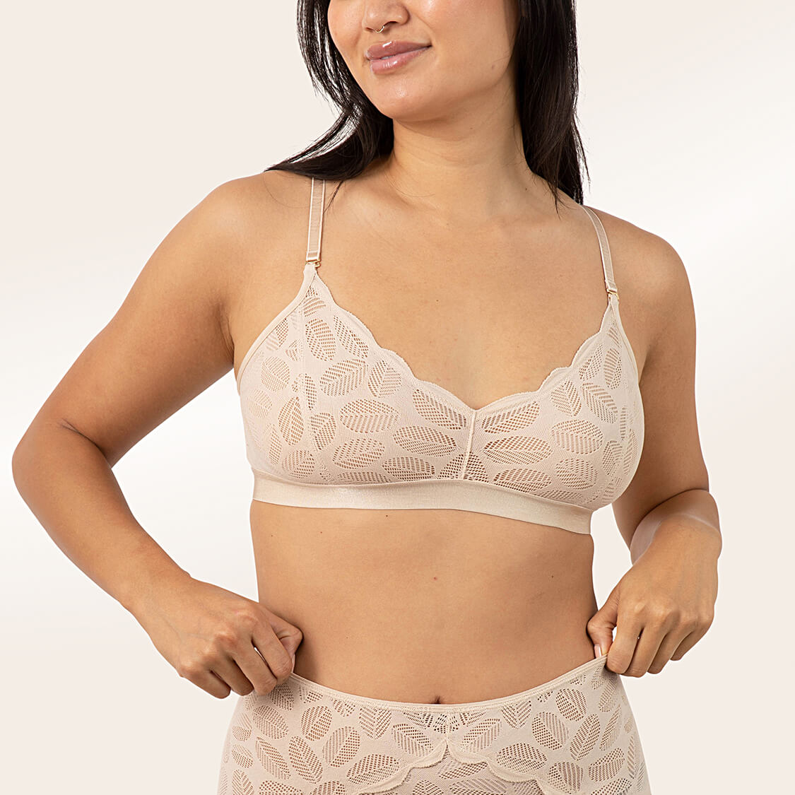 Beige Lace Bralette Lingerie Sets