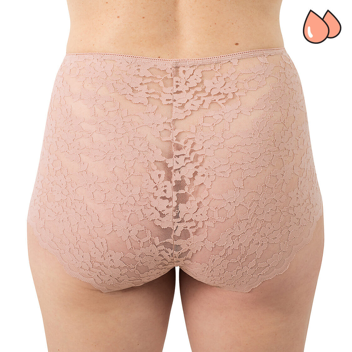 Leakproof underwear that are pink lace panties
