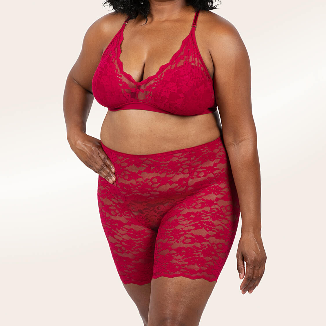 Under Dress Shorts in Red Lace 2XL / Ruby