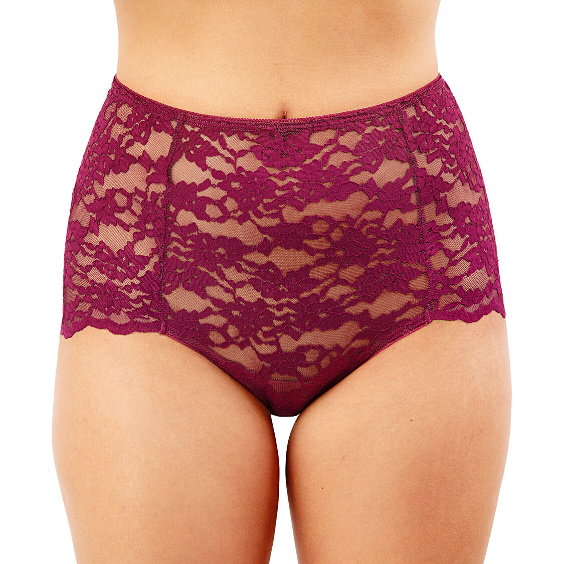 high rise lace underwear maroon