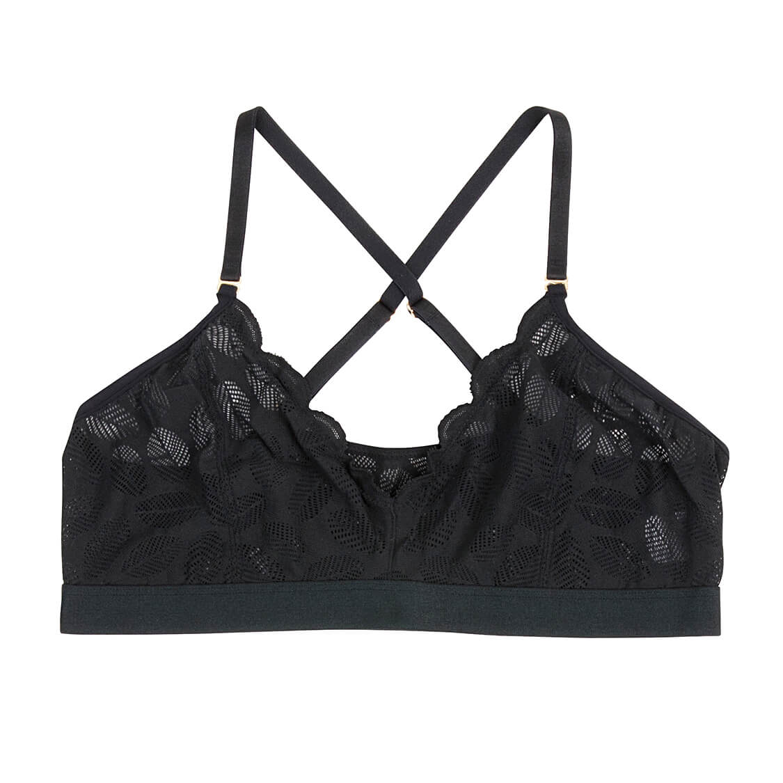 black lace triangle bralette