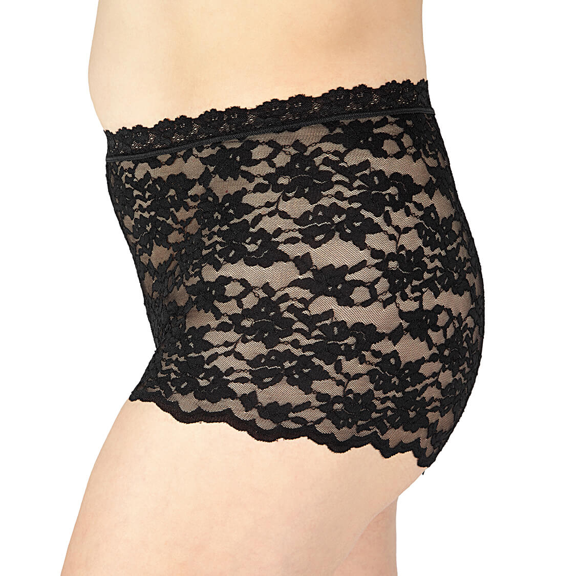 High Waist Black Lace Boyshorts for Women