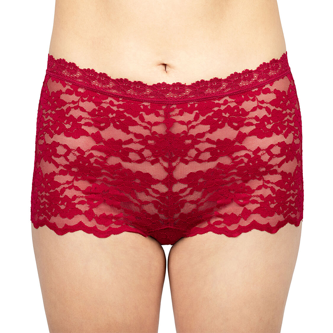 Red Lace Boyshorts for Women