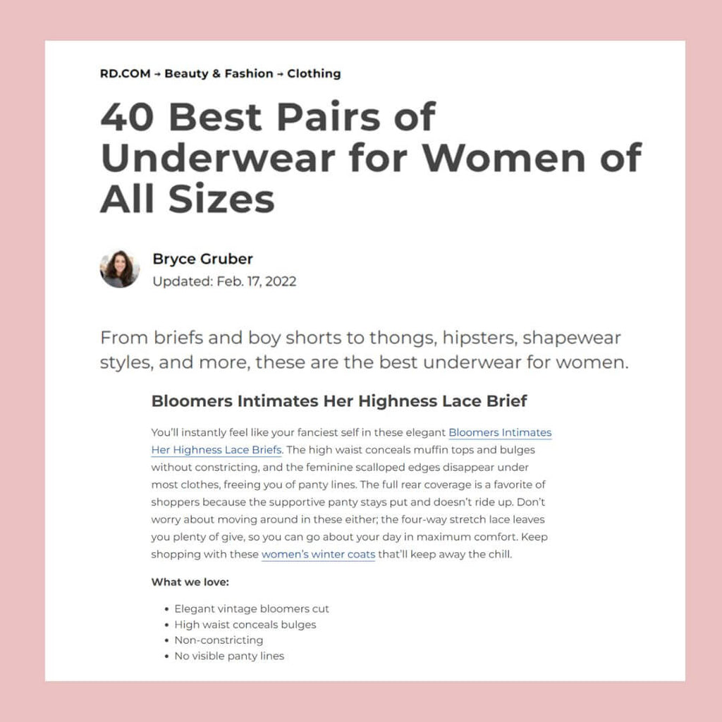 Bloomers Intimates Best Underwear for Women Plus Size Lingerie