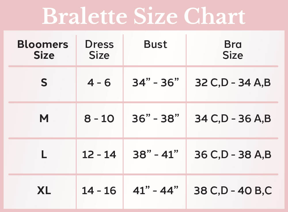 Bralettes Size Chart