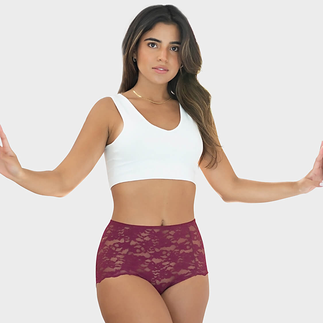 Maroon lace underwear highwaisted panties