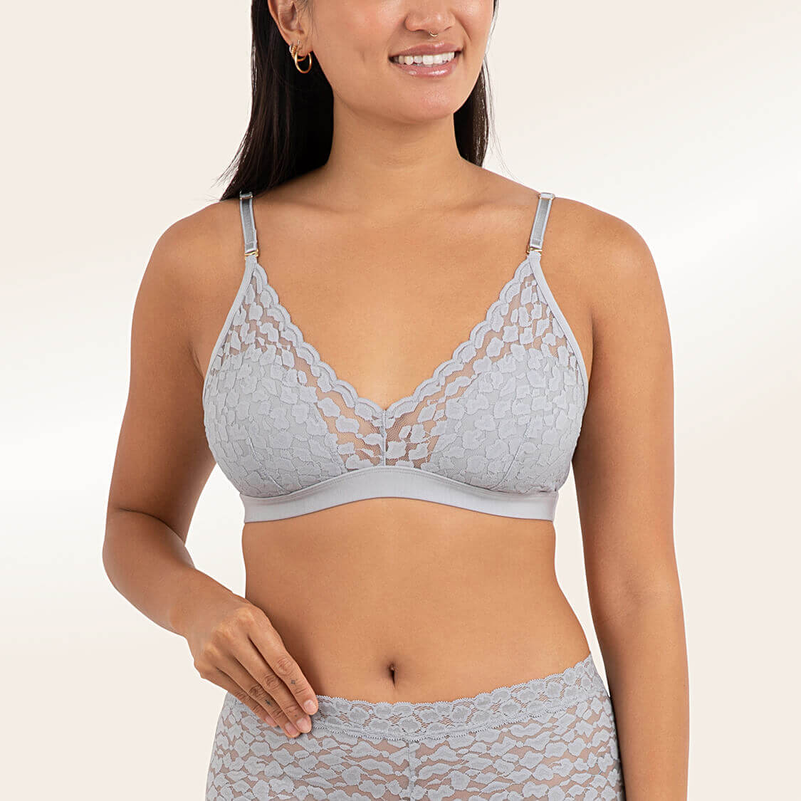 Lace bralettes in gray