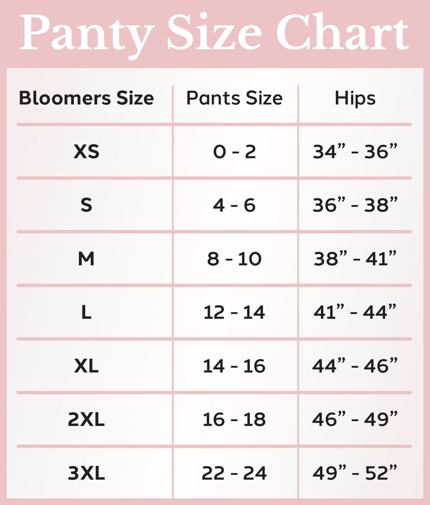 Panty size chart