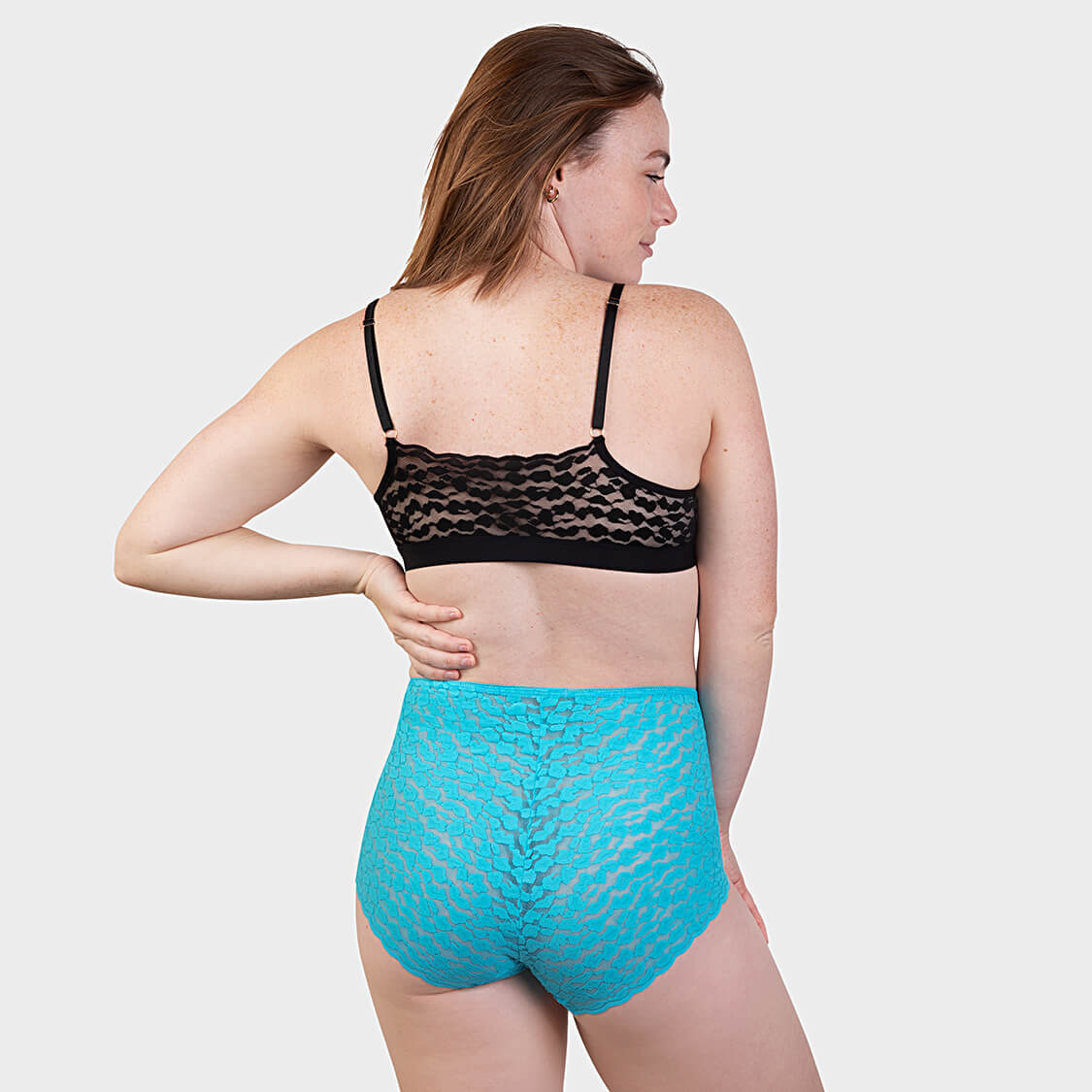 Turquoise lace briefs high waisted panties