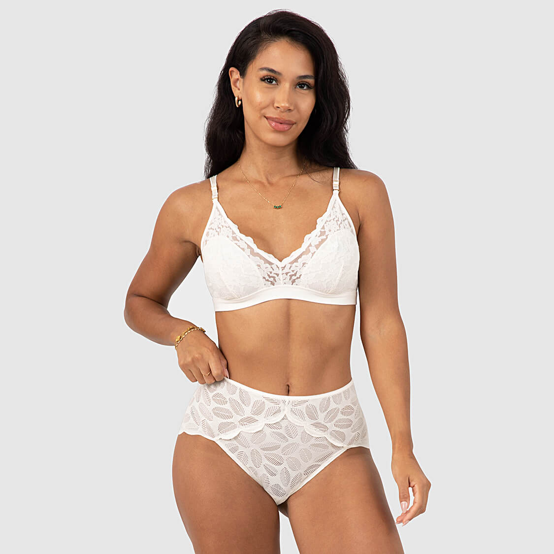 White lace bralette and panties set bridal lingerie