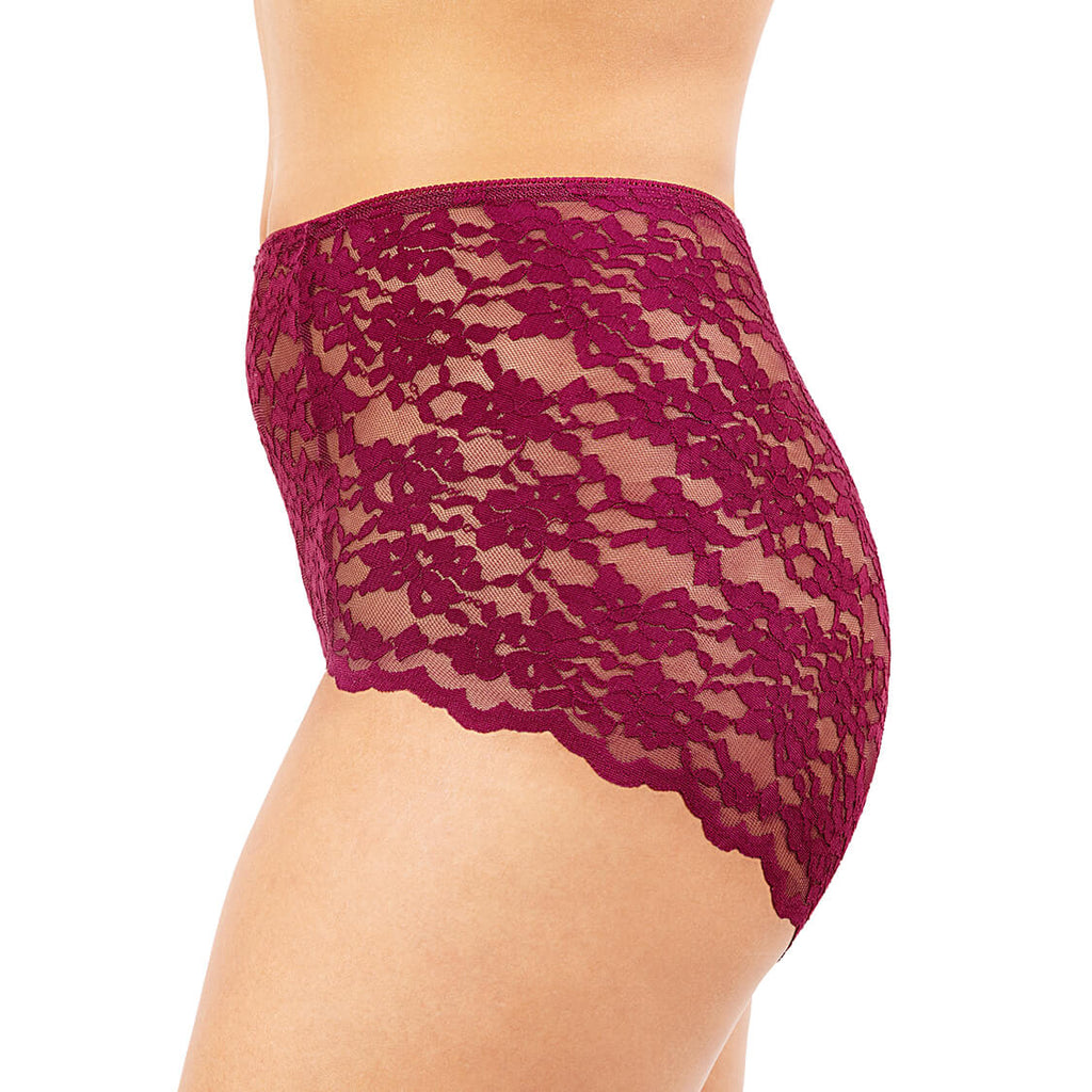 high waisted lace panties maroon
