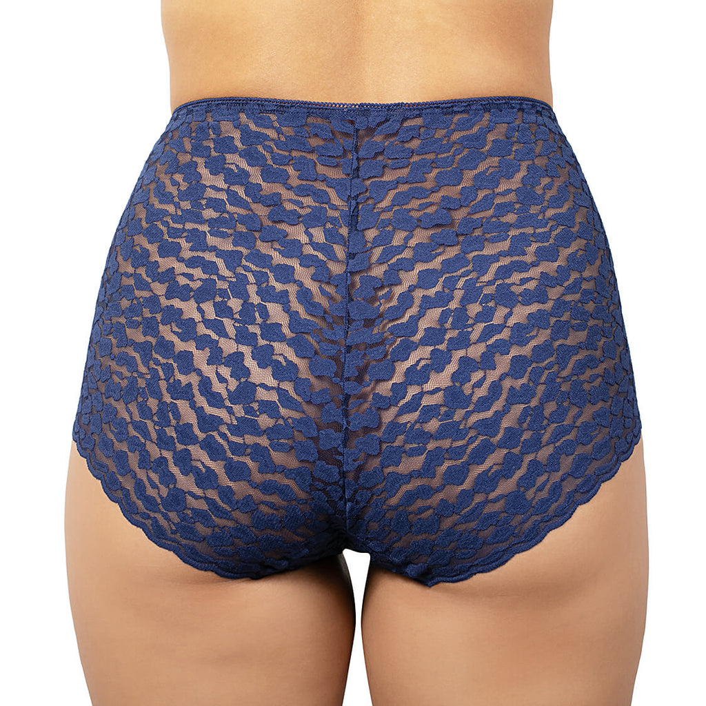 high waisted lace underwear navy