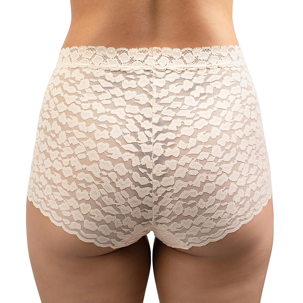 beige lace boyshorts