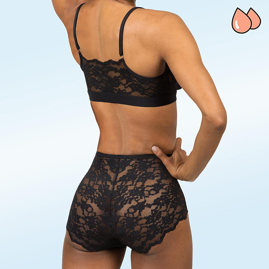 Black lace lingerie set leakproof underwear