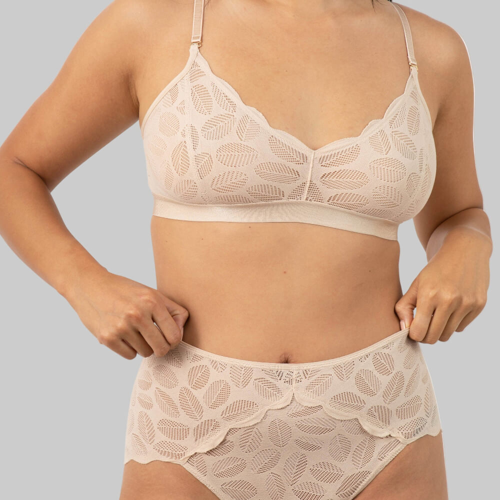 Nude bralette lace panties