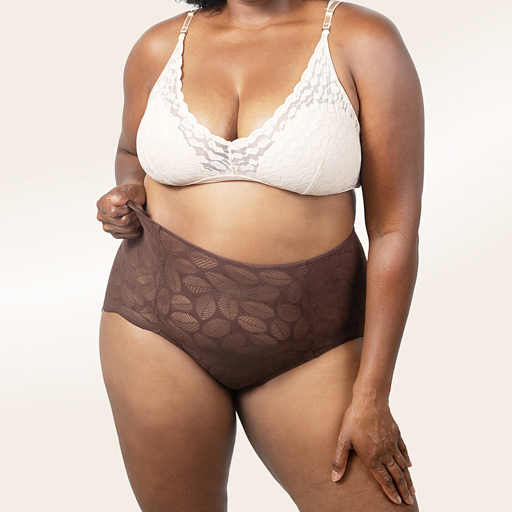 plus size panties brown lace