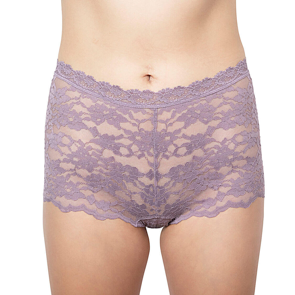 Buy online Purple Lace Boy Shorts Panty from lingerie for Women by Clovia  for ₹300 at 40% off