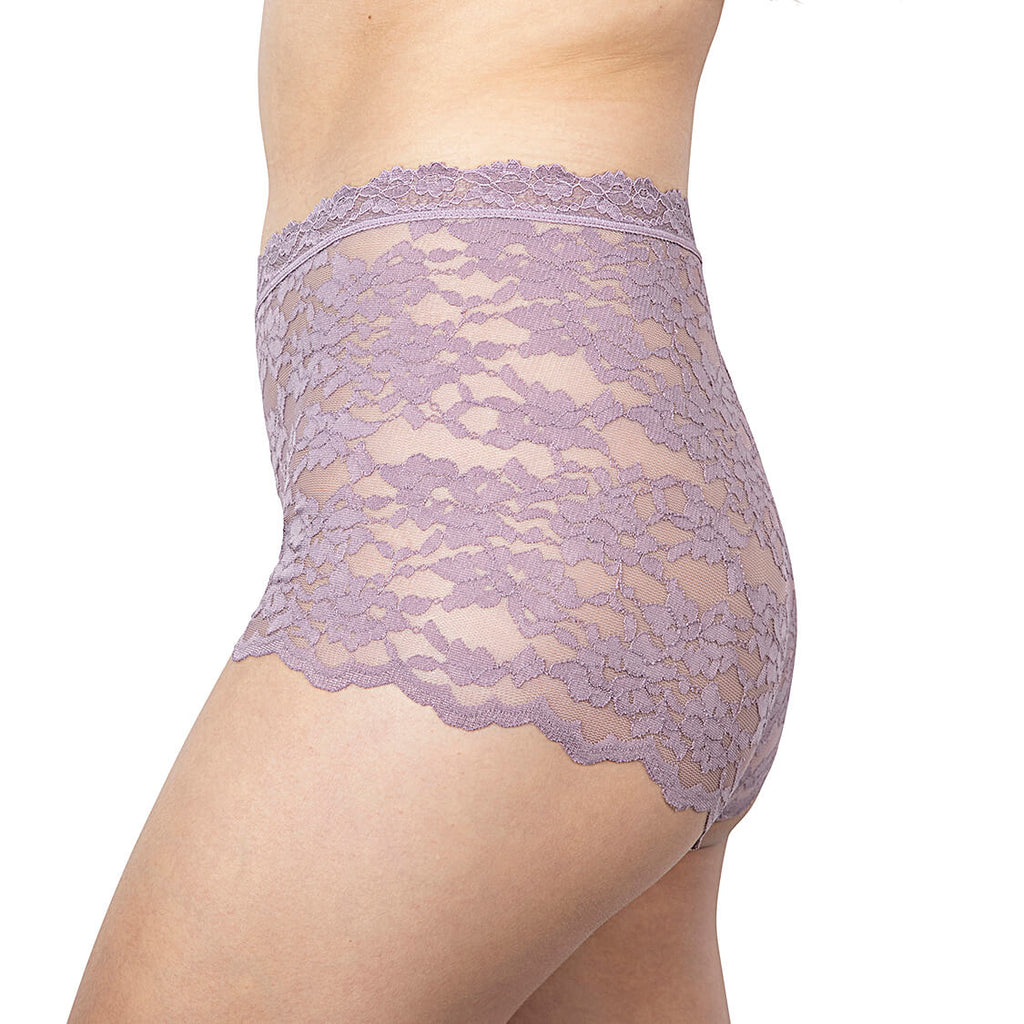 High Waist Lace Boyshort Underwear in Purple