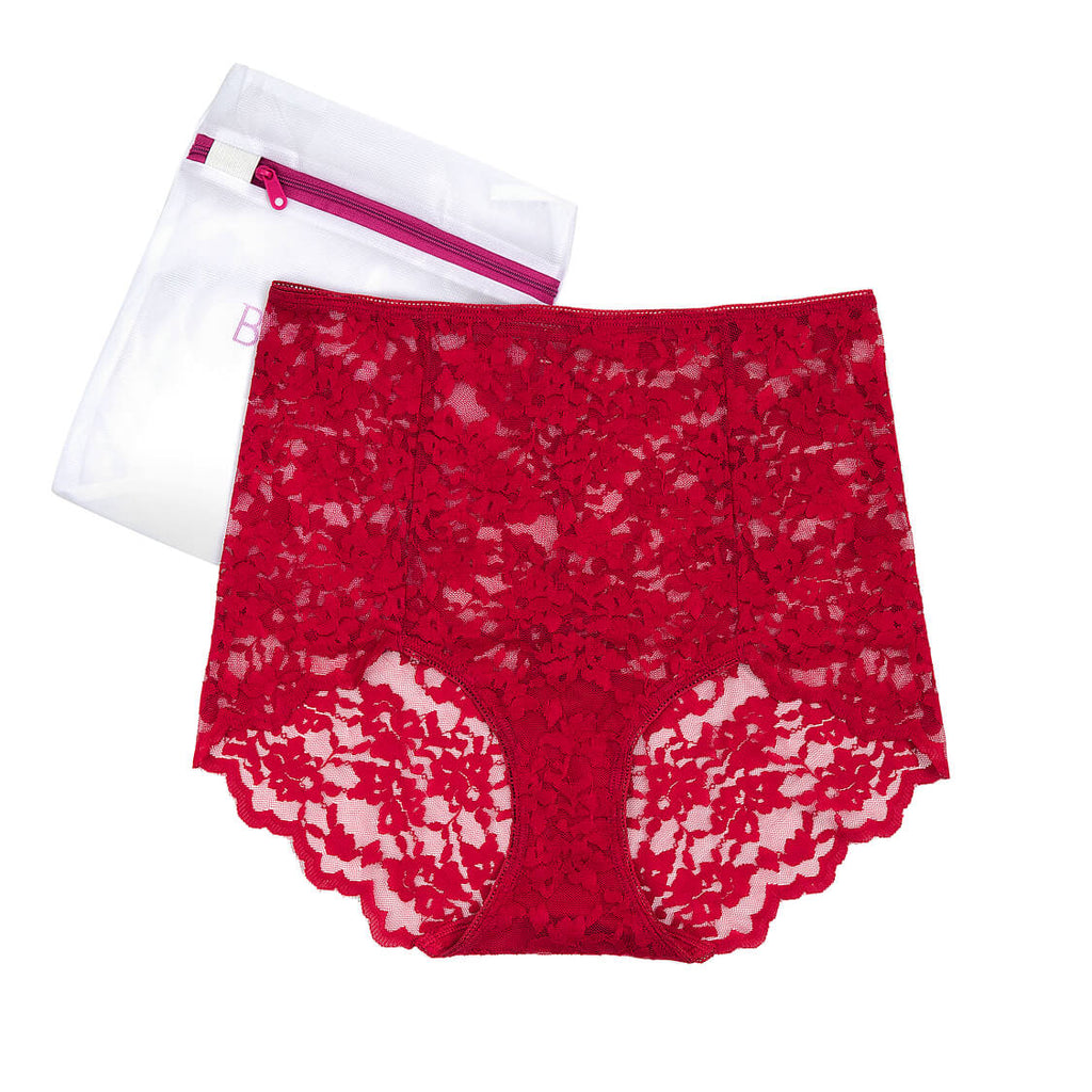 Red lace granny panties