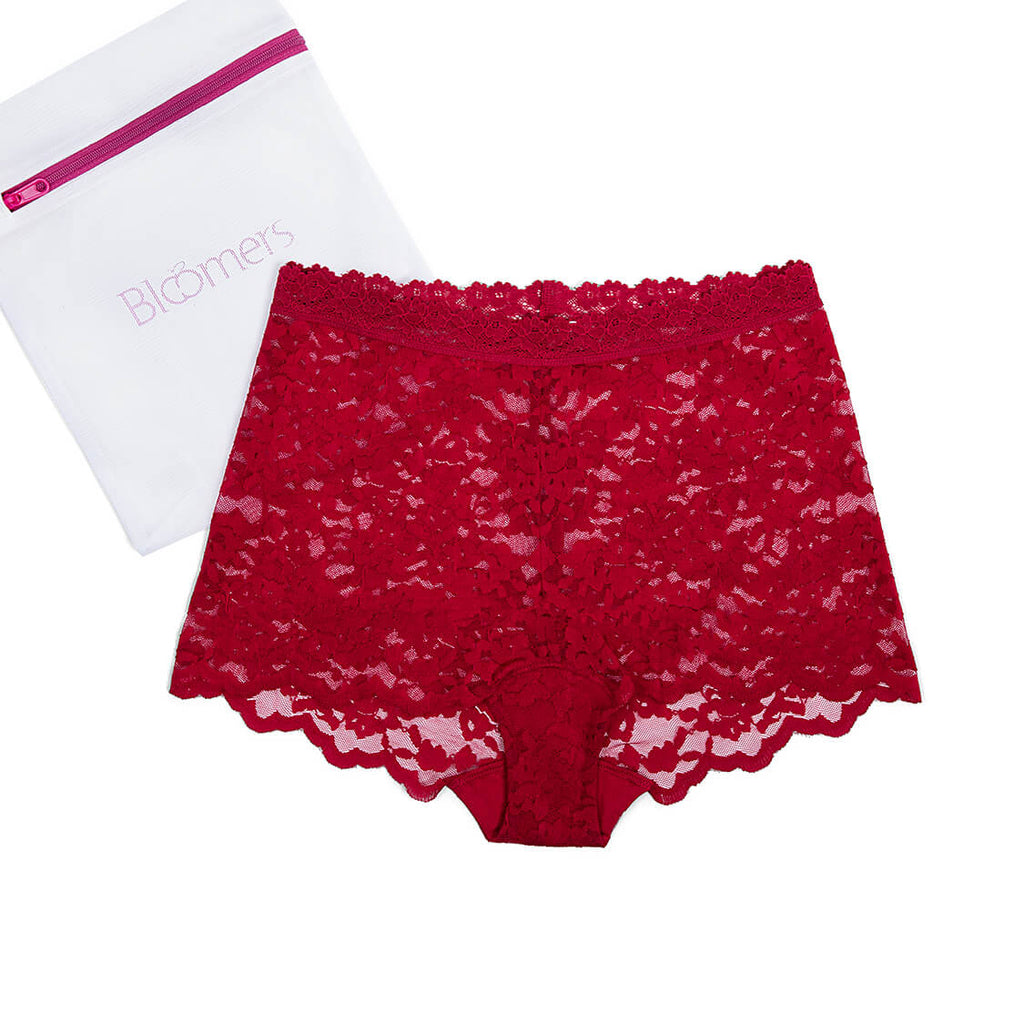 High Waist Lace Boyshort in Red